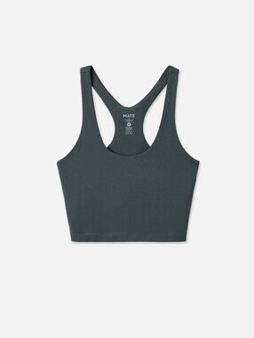 Flaw Mate The Label Organic Stretch Crop Racer Tank In Forest Size  Small
